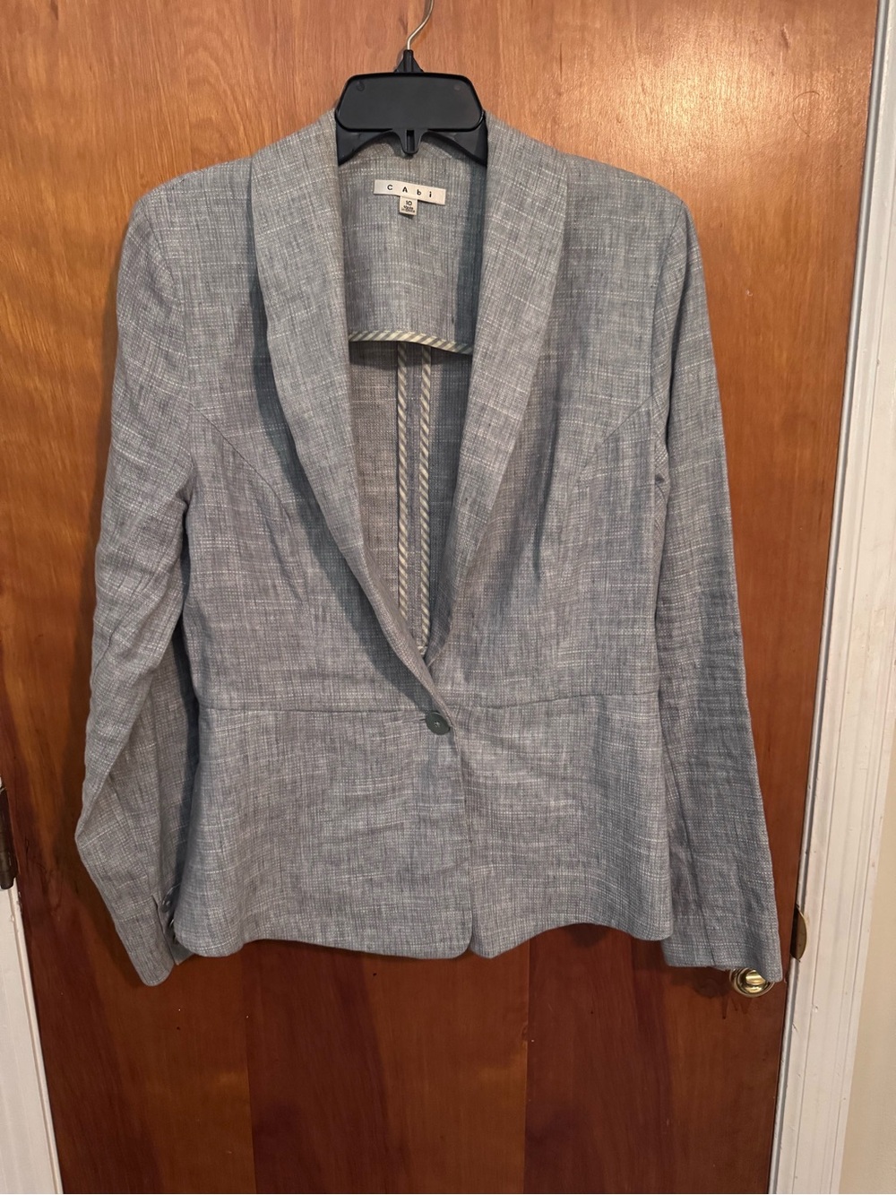 CAbi Light Blue Linen-Blend Single-Button Blazer